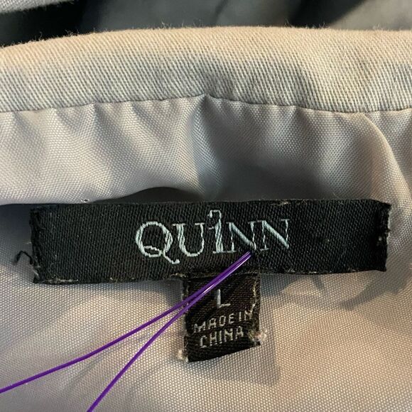 QUINN lined soft grey Anorak drawstring‎ waist zip front smooth cotton hood vest - Picture 2 of 5